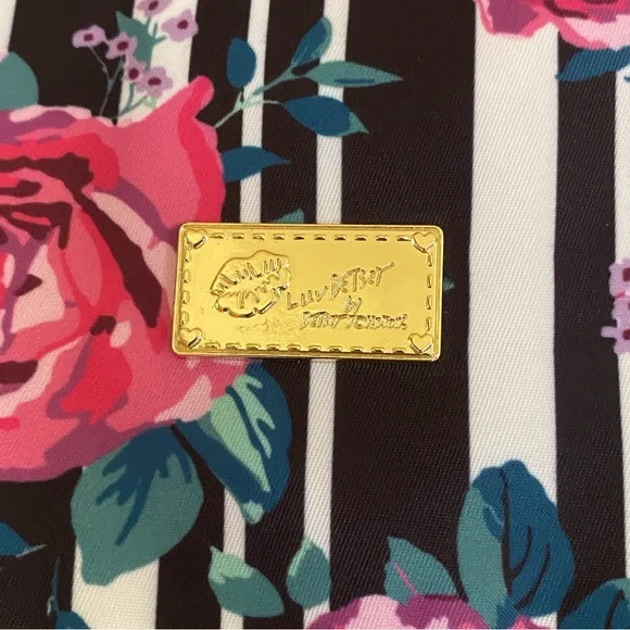 Betsey Johnson Pink and Black Floral Tote Bag - Picture 2 of 15